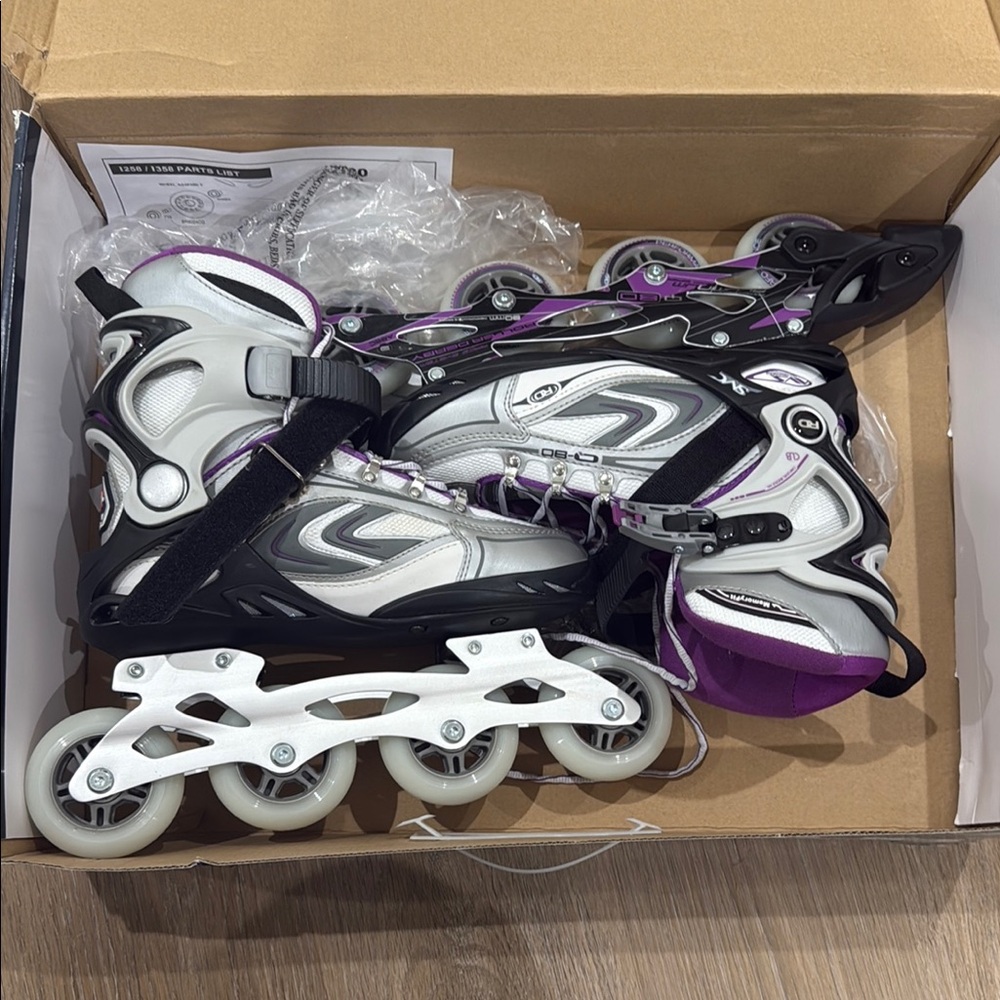 New Used Roller Derby Purple and Silver Inline Skates
